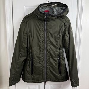 Victorinox Womens XS Primaloft RECCO Ski Jacket Olive Green Hooded Swiss Army